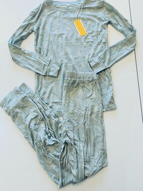 Light Sage Green Floral Long Sleeve Bamboo Set